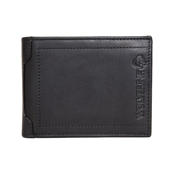 Raider Full Grain Oil Tan Bifold Leather Wallet with Wing in Black