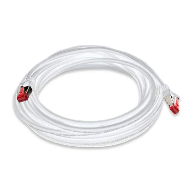 TRIPLETT 25 ft. CAT 6A 10 GBPS Professional Grade SSTP 26 AWG Patch Cable, White