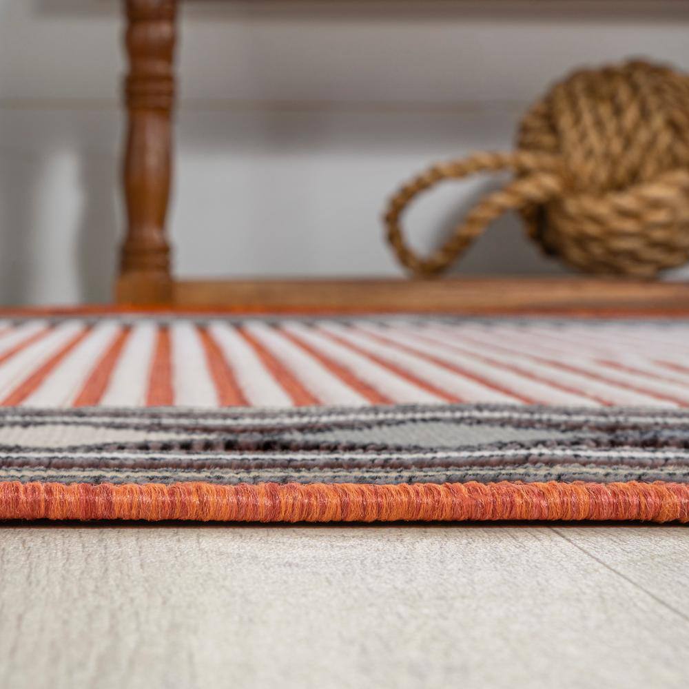 Sebastian Orange and Ivory Geometric Indoor/Outdoor Area Rug