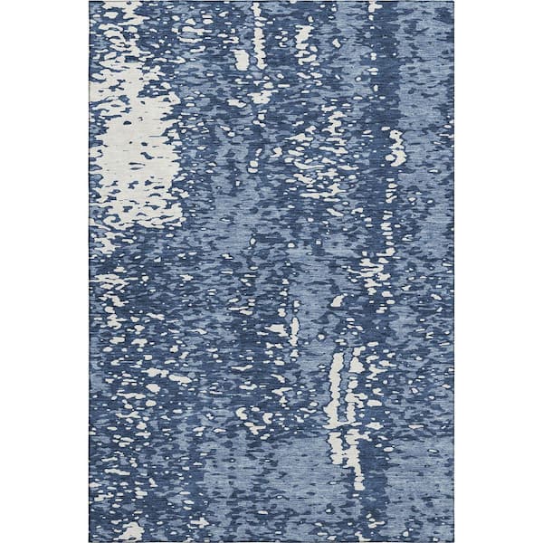 Mayfield Premium Machine Washable Abstract AMF949 Denim 3 ft. x 5 ft. Area Rug