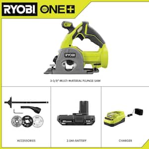 ONE+ 18V Cordless 3-3/8 in. Multi Material Plunge Saw Kit with 2.0 Ah Battery and Charger