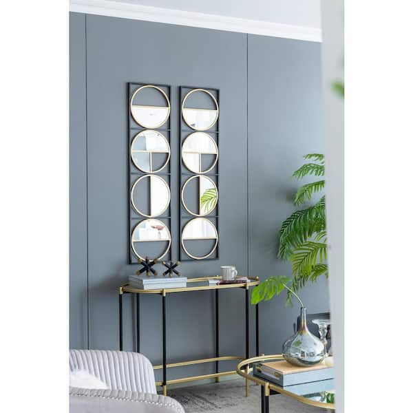 2 Set 15.7'' Black Circle Mirrors Wall Decor Iron Frame Mirrors Wall Art  Round Mirrors Home Decor Hanging Mirrors for Living