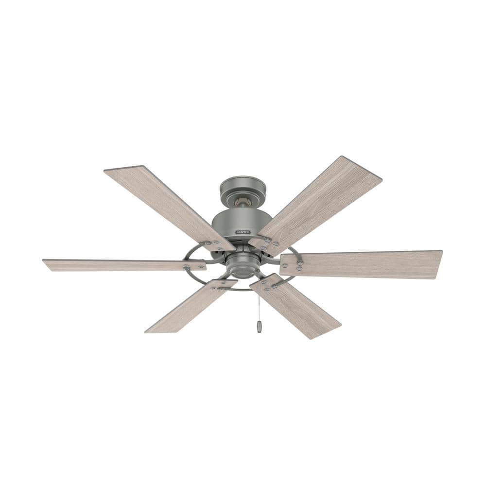 Gilrock 52" Matte Silver and Light Brown 6-Blade Ceiling Fan