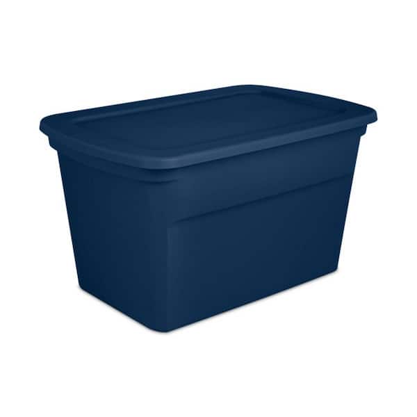 Classic Lidded Stackable 30 Gal Storage Tote Container, Blue (6-Pack)