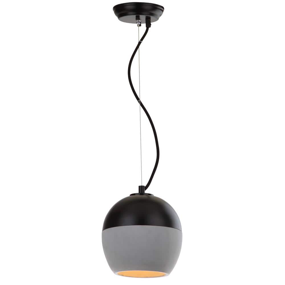 Modern Black and Gray Adjustable Globe Pendant Lamp, 7.88"