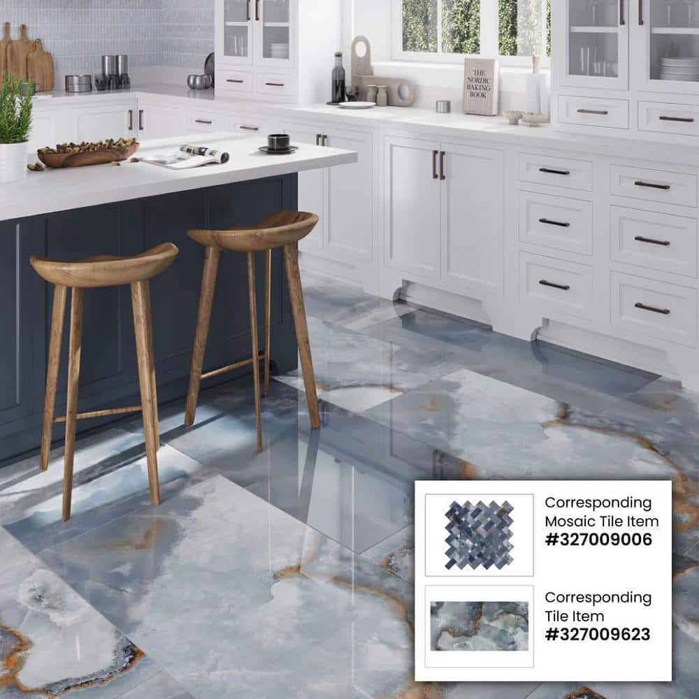 Splendor 11.81'' Matte Blue Porcelain Mosaic Tile Sheet