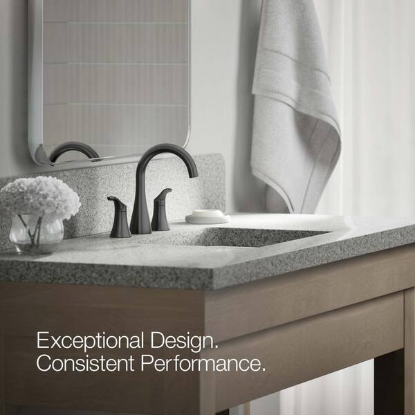 KOHLER Simplice Double-Handle 1.2 GPM 8 in. Widespread Bathroom Sink Faucet in Matte Black