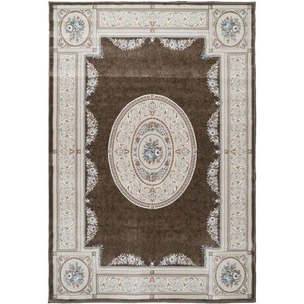 Ancient Garden 5 ft. 3 in. X 7 ft. 7 in. Brown/Cream Oriental Indoor Area Rug