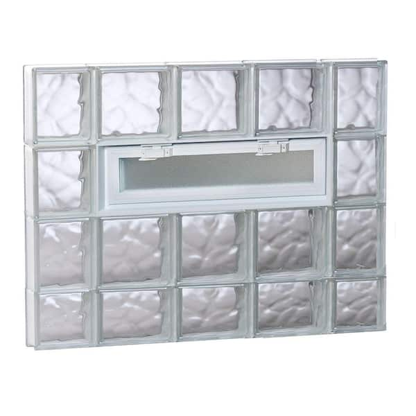 Clearly Secure 34.75 in. x 29 in. x 3.125 in. Frameless Wave Pattern Vented Glass Block Window