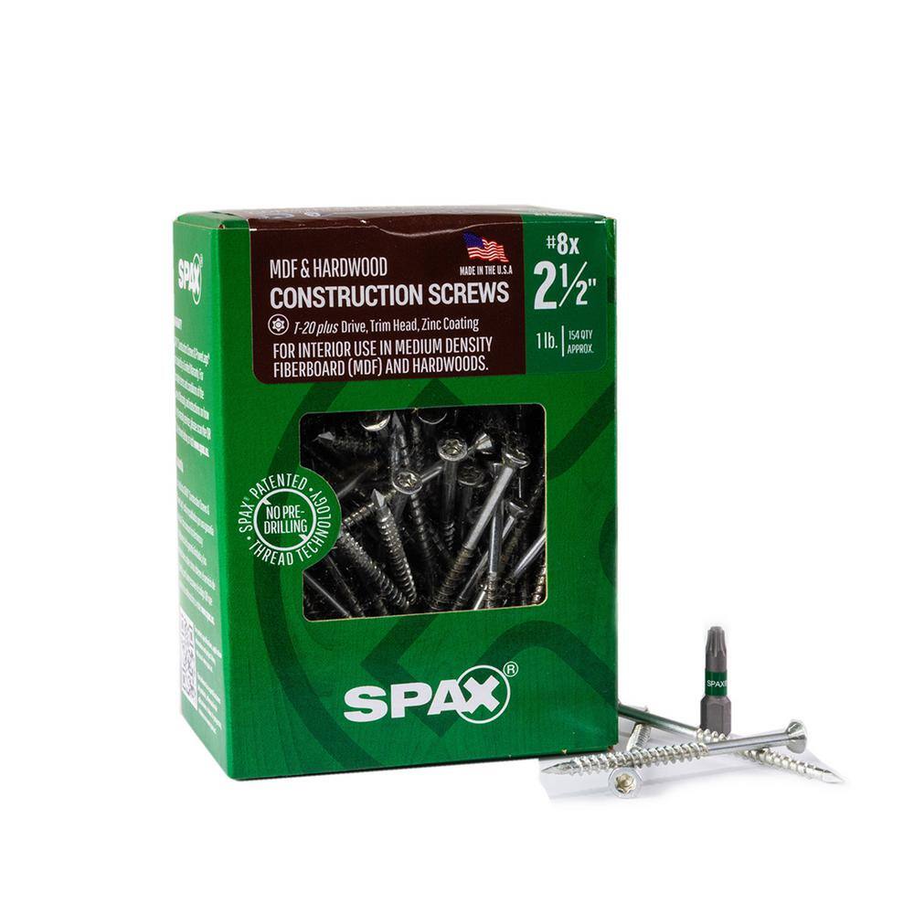 SPAX 8 x 21/2 in. TStar Plus Drive Partial Thread Zinc Coated Medium