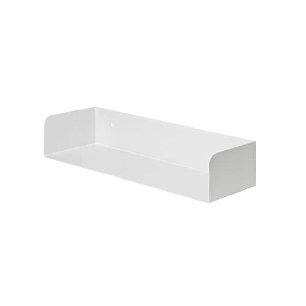 Dolle Showcase 23.6 in. x 7.9 in. x 4.5 in. White Steel Metal Decorative Wall Shelf with Brackets