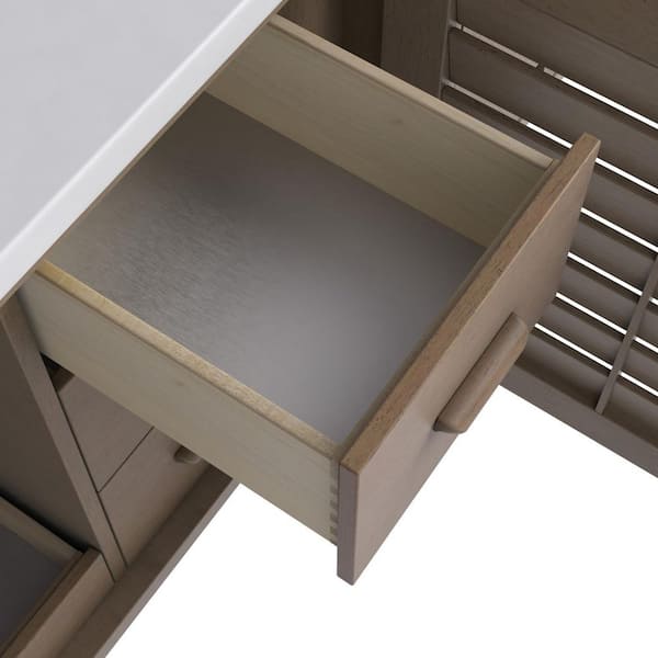 Portland 72.0 in. Double Bath Vanity in Whitewashed Walnut with Tajnar Wireless Charging Engineered Composite Top