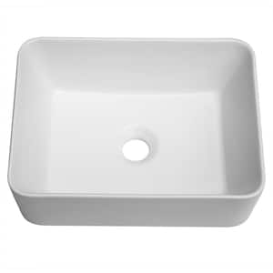 16 in. x 12 in. Bathroom in White Porcelain Ceramic Vessel Sink Rectangle Above Counter Sink Art Basin