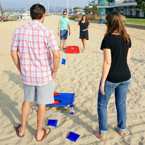 GoSports Foldable PVC Framed Cornhole Boards Game Set with 8 Bean