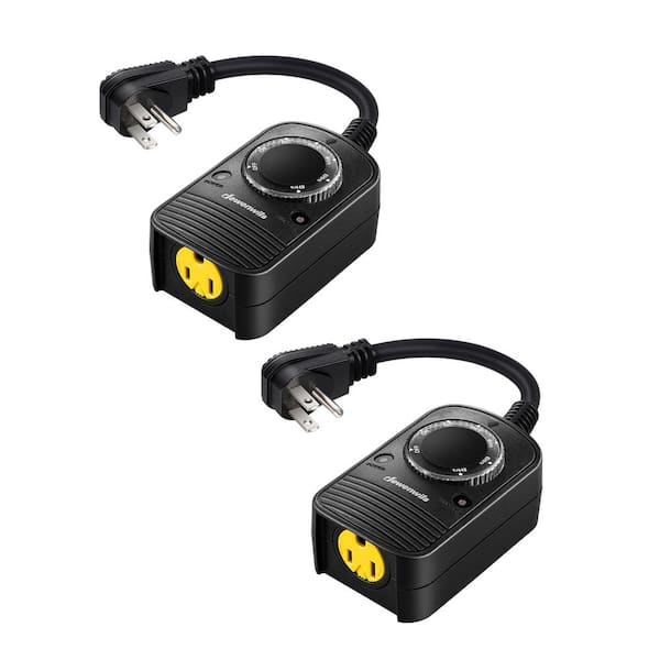 2-Pack Outdoor Dusk to Dawn Sensor Countdown Timer for Light, Waterproof for Christmas -Black