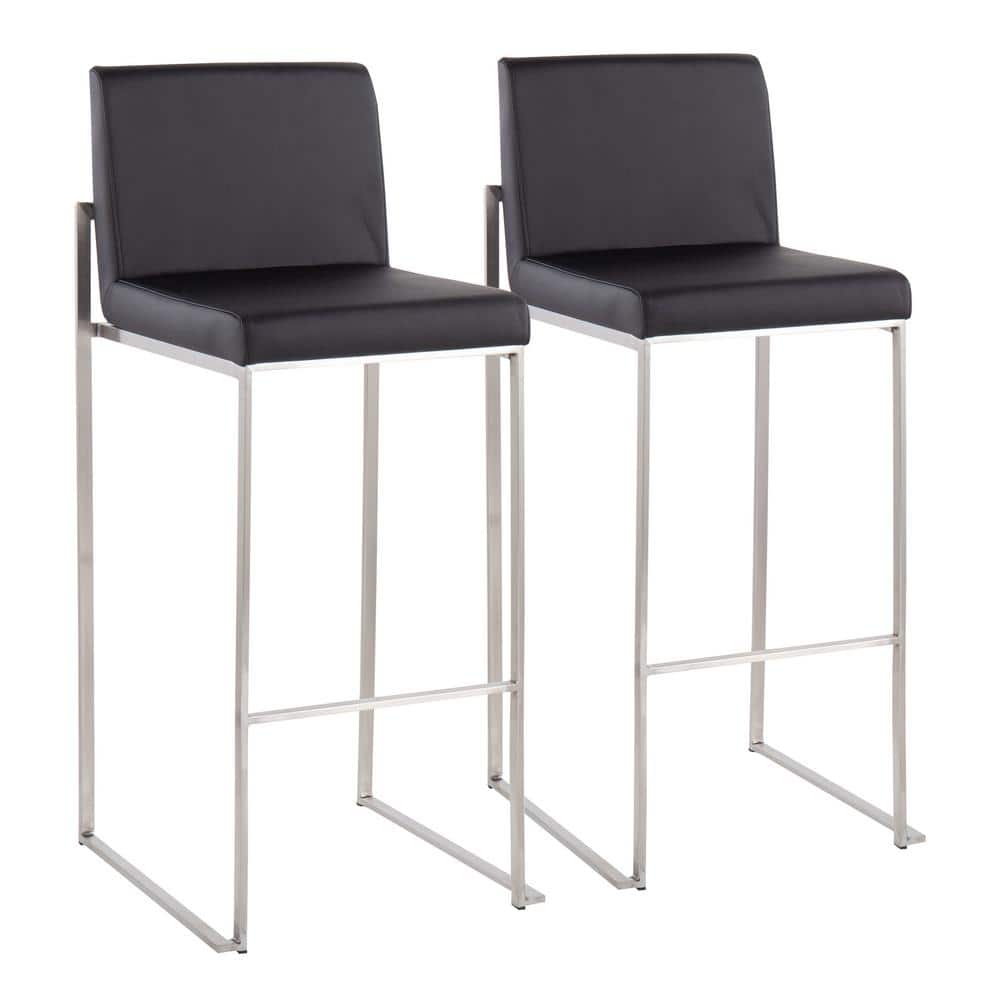 Adjustable Gold Steel and White Faux Leather Bar Stool