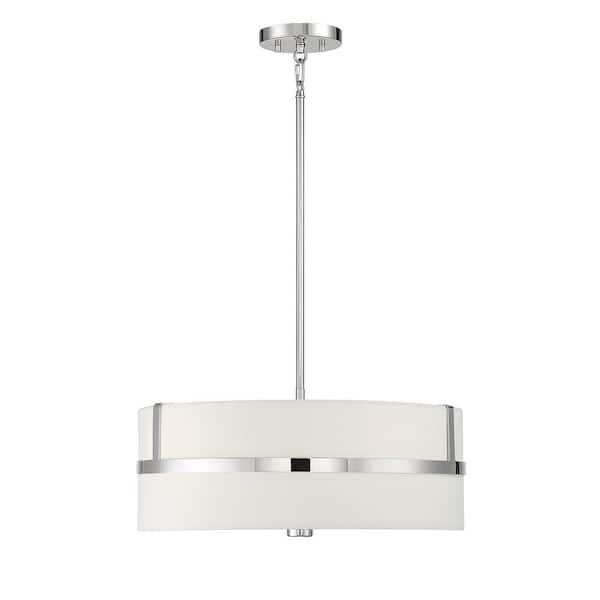 Savoy House 4-Light Polished Nickel Shaded Pendant Light