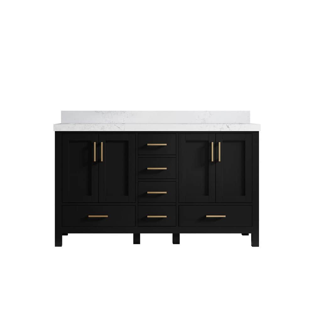 Malibu 60 in. W x 22 in. D x 36 in. H Double Sink Bath Vanity in Black with 2 in. Empira Quartz Top price history on PriceWatchPro