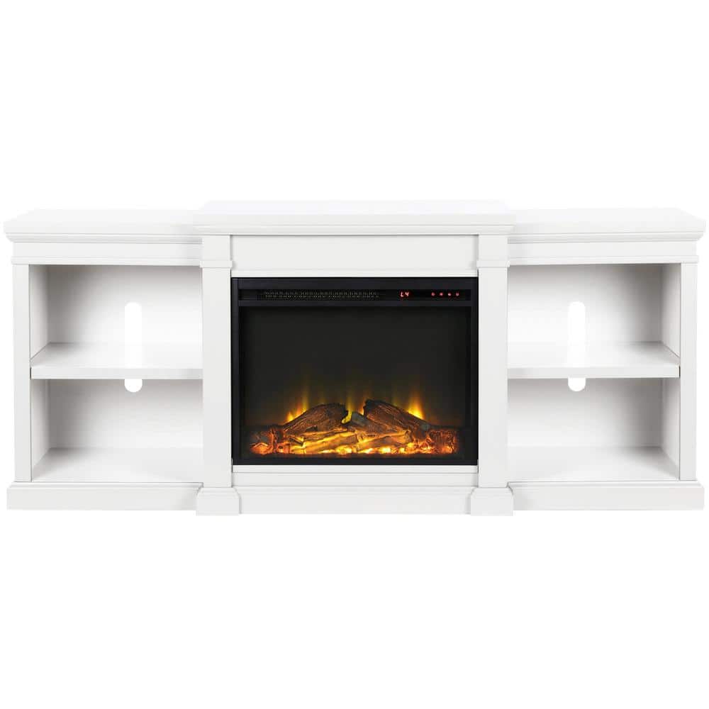 Paynes White 70 in. TV Stand with Electric Fireplace
