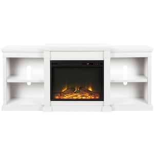 Paynes White 70 in. TV Stand with Electric Fireplace