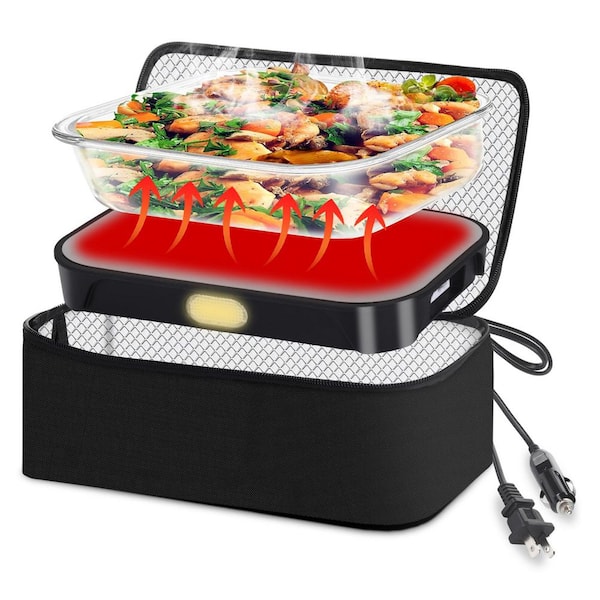 3-in-1 Portable Electric Lunch Box Food Warmer, 12V/24V/110-230V Car&Home Use, Mini Microwave Heater for Travel, Office