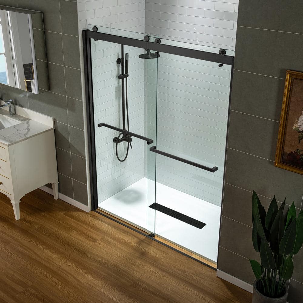 60" x 76" Frameless Sliding Shower Door with Chrome Finish