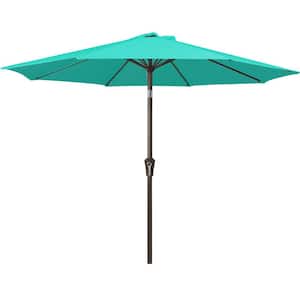 Air Vented 9 ft. Alloy Steel Market Solar Tilt Half Patio Umbrella in Aqua Sky Green