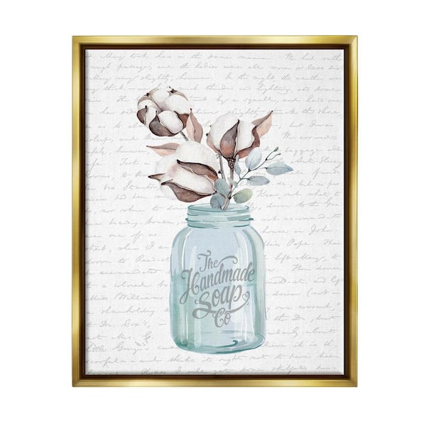 The Stupell Home Decor Collection Handmade Soap Jar Flower Bathroom Word Design by Lettered and Lined Floater Frame Nature Wall Art Print 21 in. x 17 in.