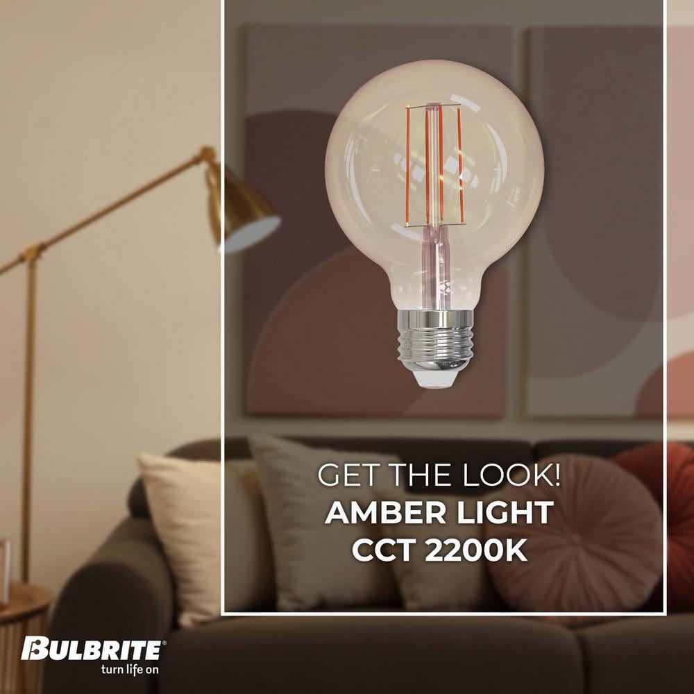 Amber Antique G25 LED Dimmable Light Bulb, 40 Watt Equivalent