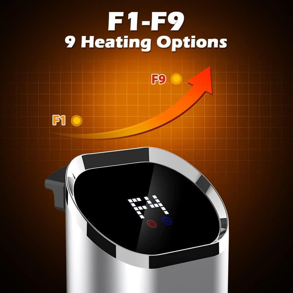 Silver Electric Infrared Standing Patio Heater with Remote