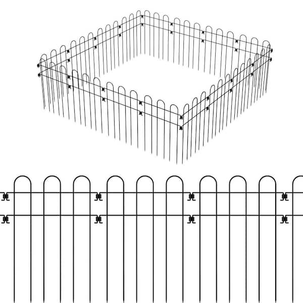 Oumilen 16.54 in. x 12 in. No-Dig Fence, Decorative Garden Fence Edging, Rustproof Ferrous Metal (10-Pieces)
