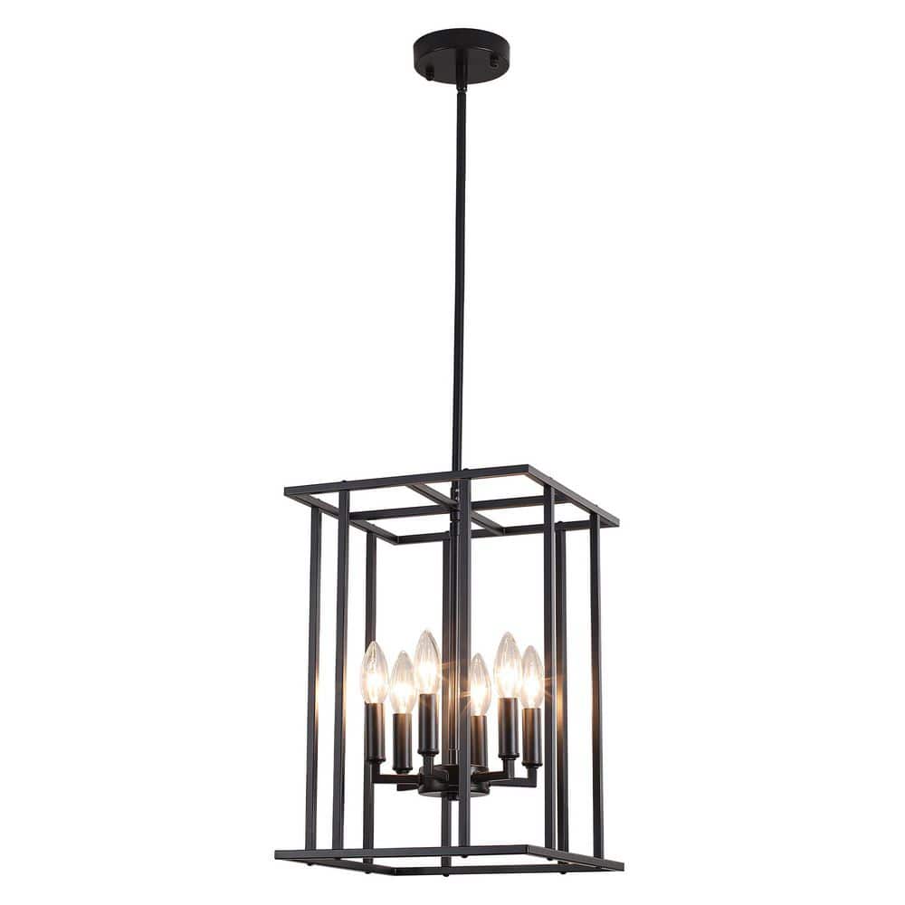 40-Watt 6 Light Black Lantern Chandelier Modern Industrial Cage Pendant Light  Fixture for Entryway Foyer Dining Nook price history on PriceWatchPro