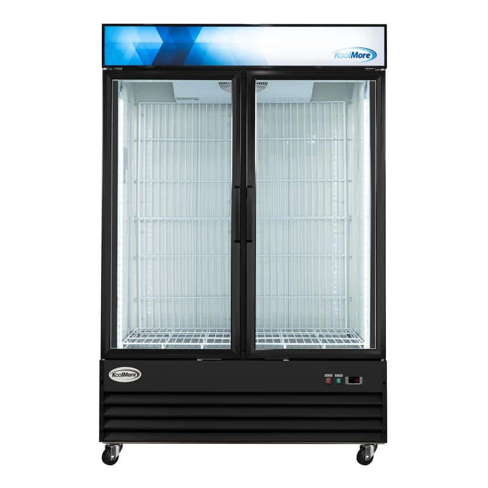 53 in. 42 cu. ft. Commercial Indoor Two Glass-Door Ice Merchandiser Auto / Cycle Defrost Upright Freezer in Black