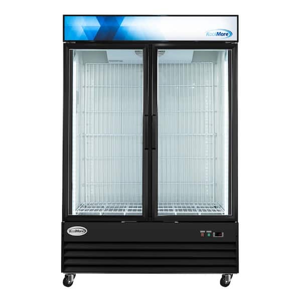 53 in. 42 cu. ft. Commercial Indoor Two Glass-Door Ice Merchandiser Auto / Cycle Defrost Upright Freezer in Black