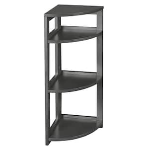 Nemus 34 in. Grey 3-Shelf High Corner Folding Standard Bookcase