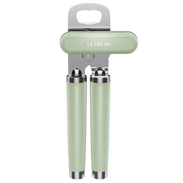 Ergonomic Can Opener with Bottle Opener, Easy-Grip Manual Opener in Green