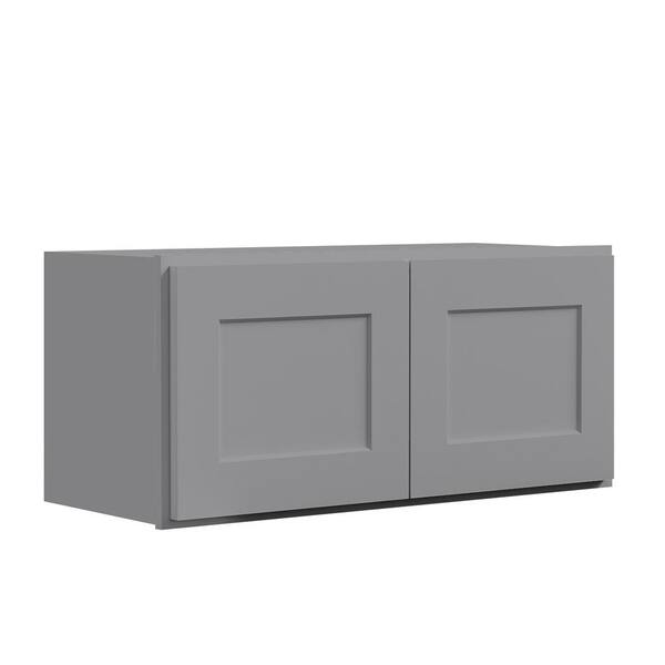 36 in. W x 12 in. D x 18 in. H Shaker Dove Plywood Ready to Assemble Kitchen Wall Cabinet with Doors and Shelves