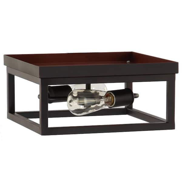 Hampton Bay Boswell Quarter 12-1/2 in. 2-Light Black Industrial