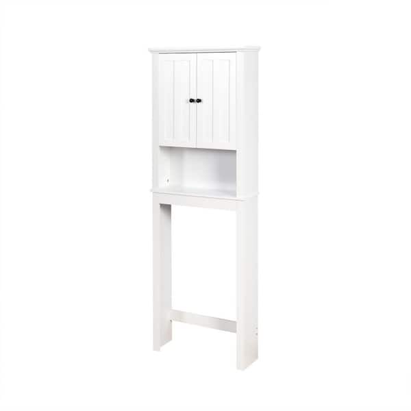 Unbranded 23.6 in. W x 66.9 in. H x 7.7 in. D White Over-The-Toilet Storage with Adjustable Shelf