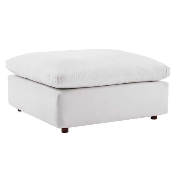MODWAY Commix White Down Filled Overstuffed Performance Velvet Ottoman