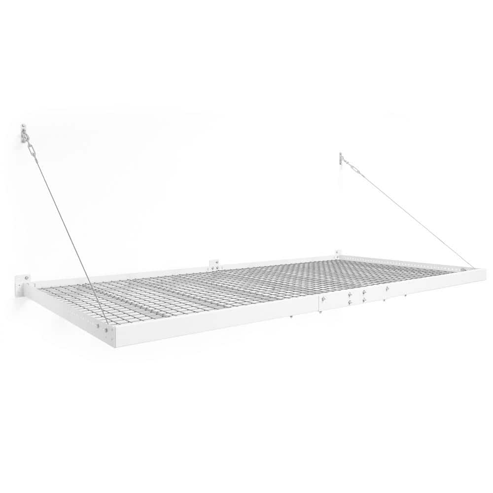 White Steel 4 ft. x 8 ft. Wall Mounted Garage Shelf