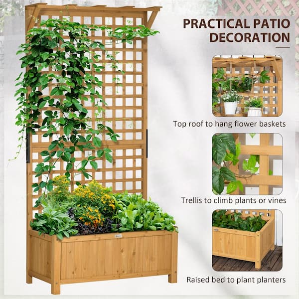 Outsunny 35.5 in. x 17.75 in. x 72 in. Yellow Outdoor Fir