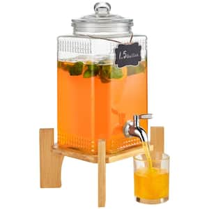 2 gal. Beverage Dispenser, Glass Drink Dispenser with Stainless Steel Spigot, Iced Tea, Lemonade and Juice Dispenser