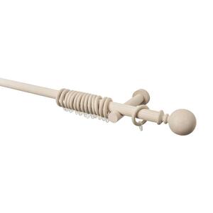 63 in. Intensions Single Curtain Rod Kit in Cloud with Bulb Finials with Open Brackets and Rings