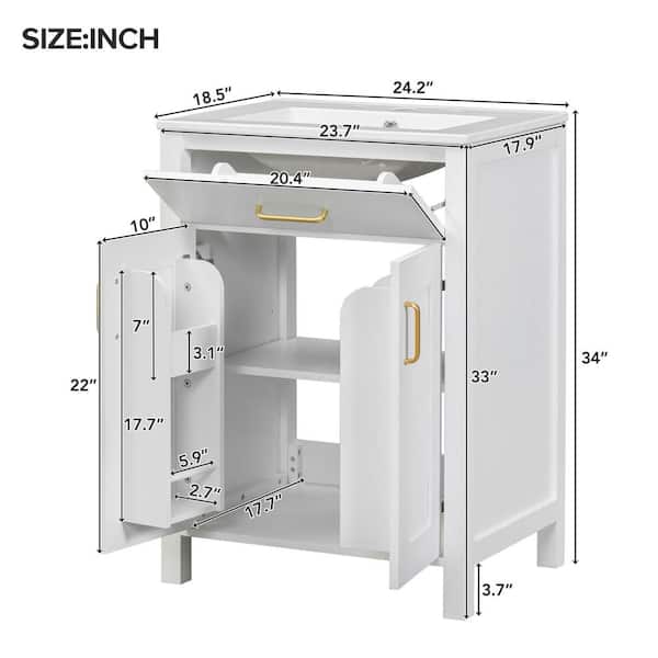 v⭐︎v Xzkai 24 in. W x 18.5 in. D x 34 in. H Single Sink Bath