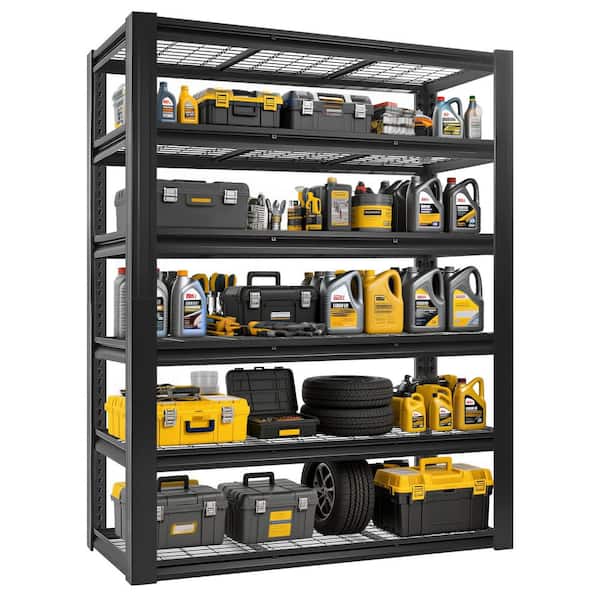 6-Tiers Heavy Duty Metal Adjustable Garage Storage Shelving Unit in Black (60 in. W x 83.8 in. H x 23.6 in. D)
