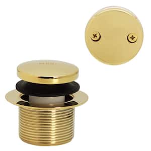 1-1/2 in. Tip-Toe Bathtub Drain Trim with Two-Hole Overflow Faceplate, Polished Brass