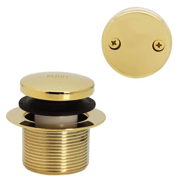 Westbrass 1-1/2 in. Tip-Toe Bathtub Drain Trim with Two-Hole Overflow Faceplate, Polished Brass