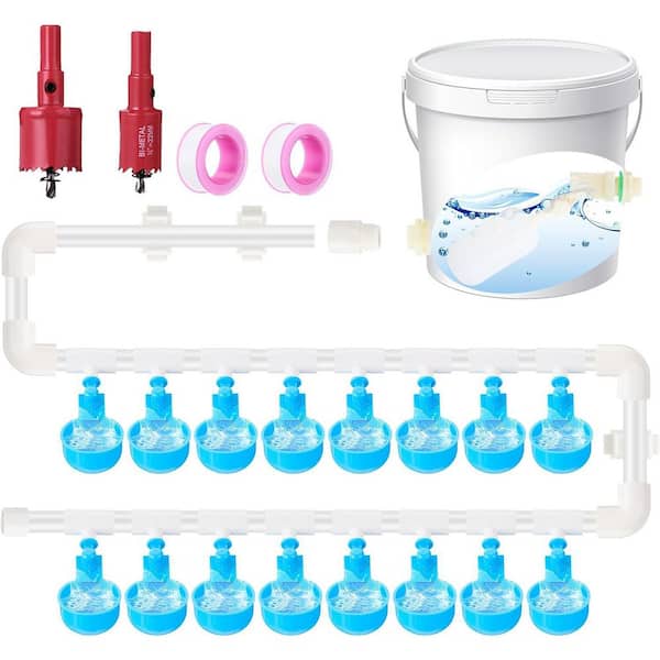 N/A Automatic Chicken Waterer Cups System w/ PVC Tee Fittings DIY Poultry Water Feeder Leak-Free Design for Backyard Duck