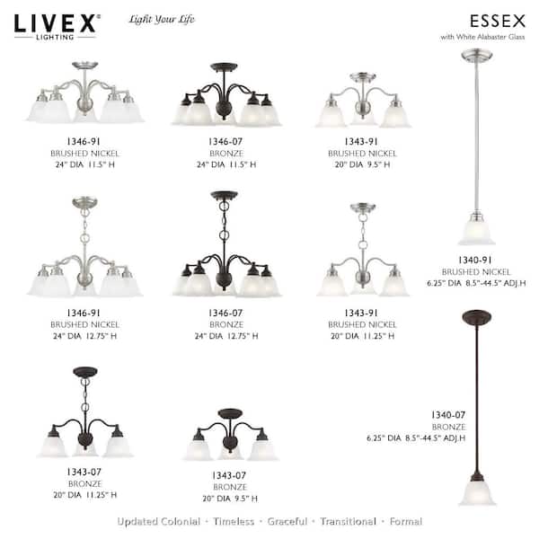 Livex Lighting Essex 5 Light Bronze Convertible Dinette Chandelier
